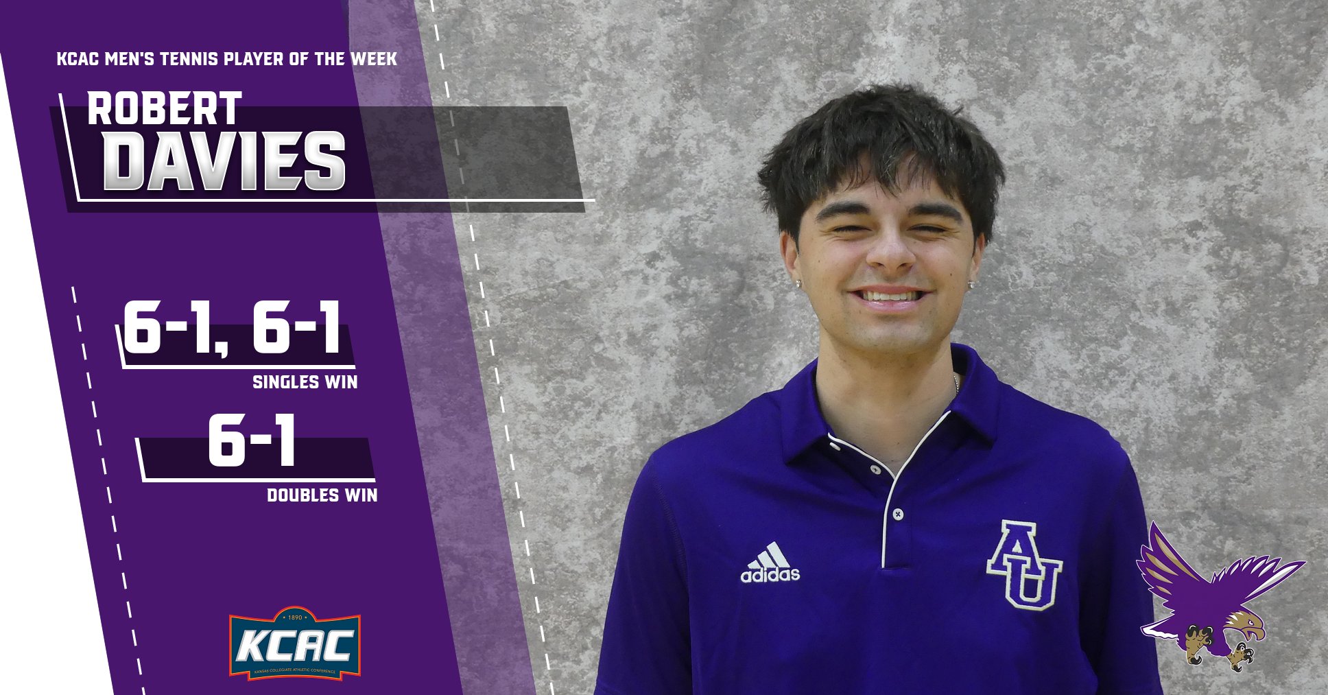 ROBERT DAVIES NAMED KCAC MEN&rsquo;S TENNIS PLAYER OF THE WEEK