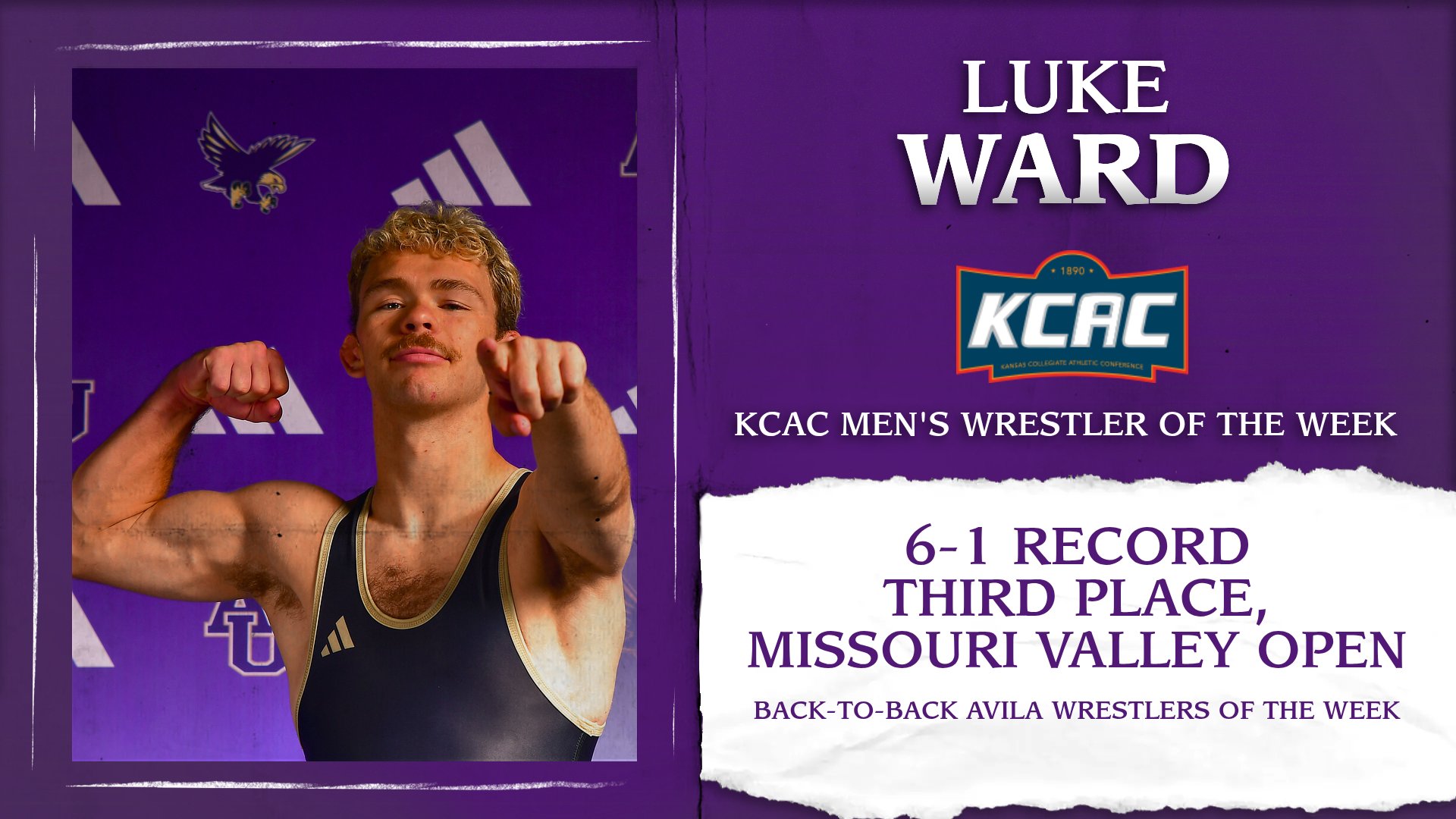 LUKE WARD NAMED KCAC MEN&rsquo;S WRESTLER OF THE WEEK